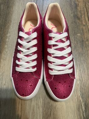 Sugar Metallic Fuchsia Sequin Lace-Up Sneakers